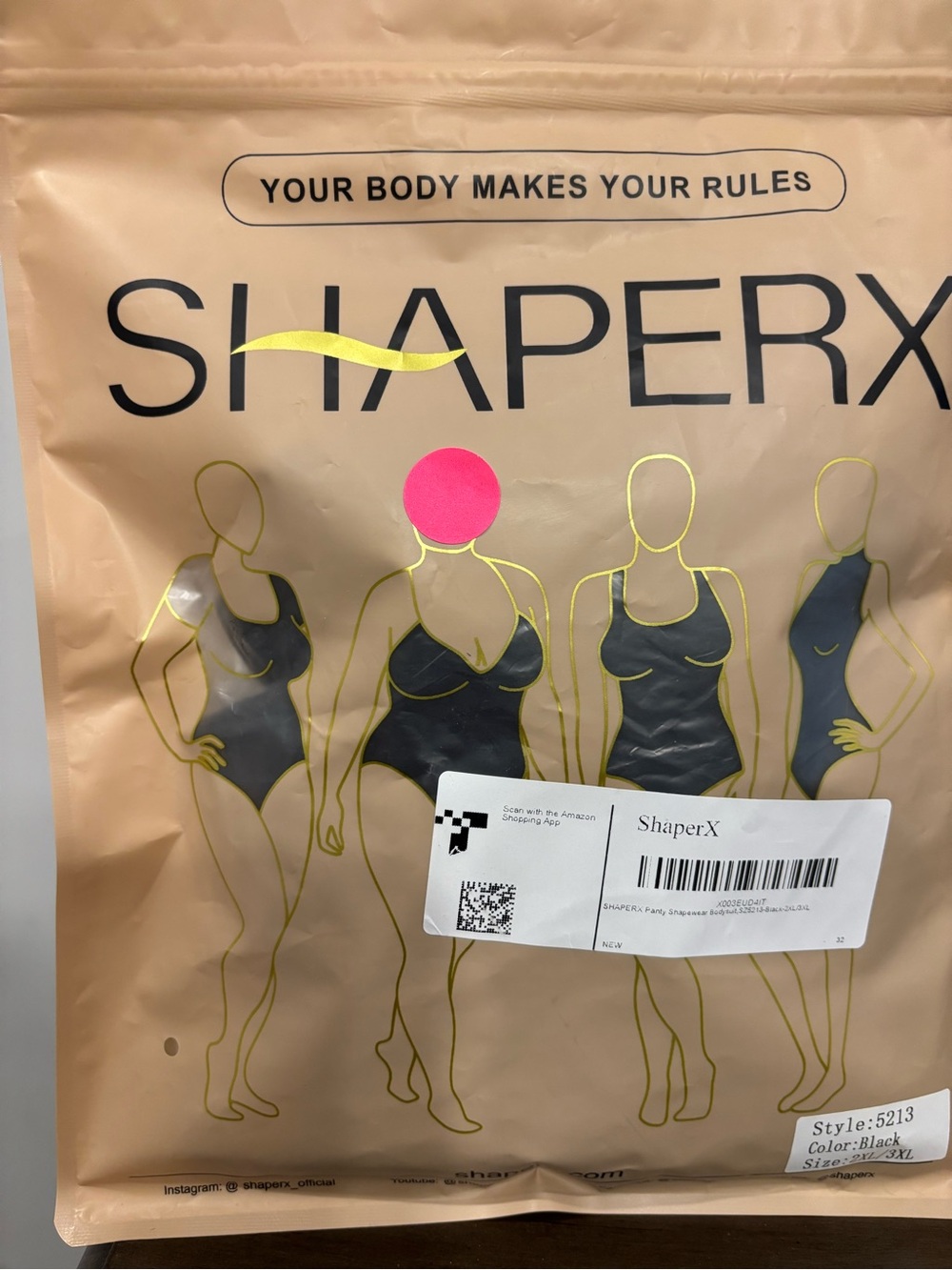 ShaperX Black Women's Shapewear Bodysuit